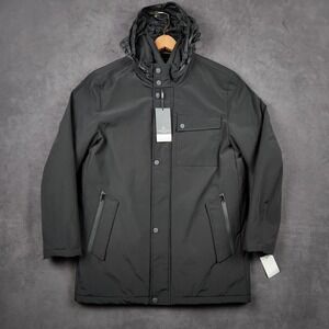 Andrew Marc Harcourt Water Resistant Car Coat Mens Medium‎ Black Quilt Lined NWT